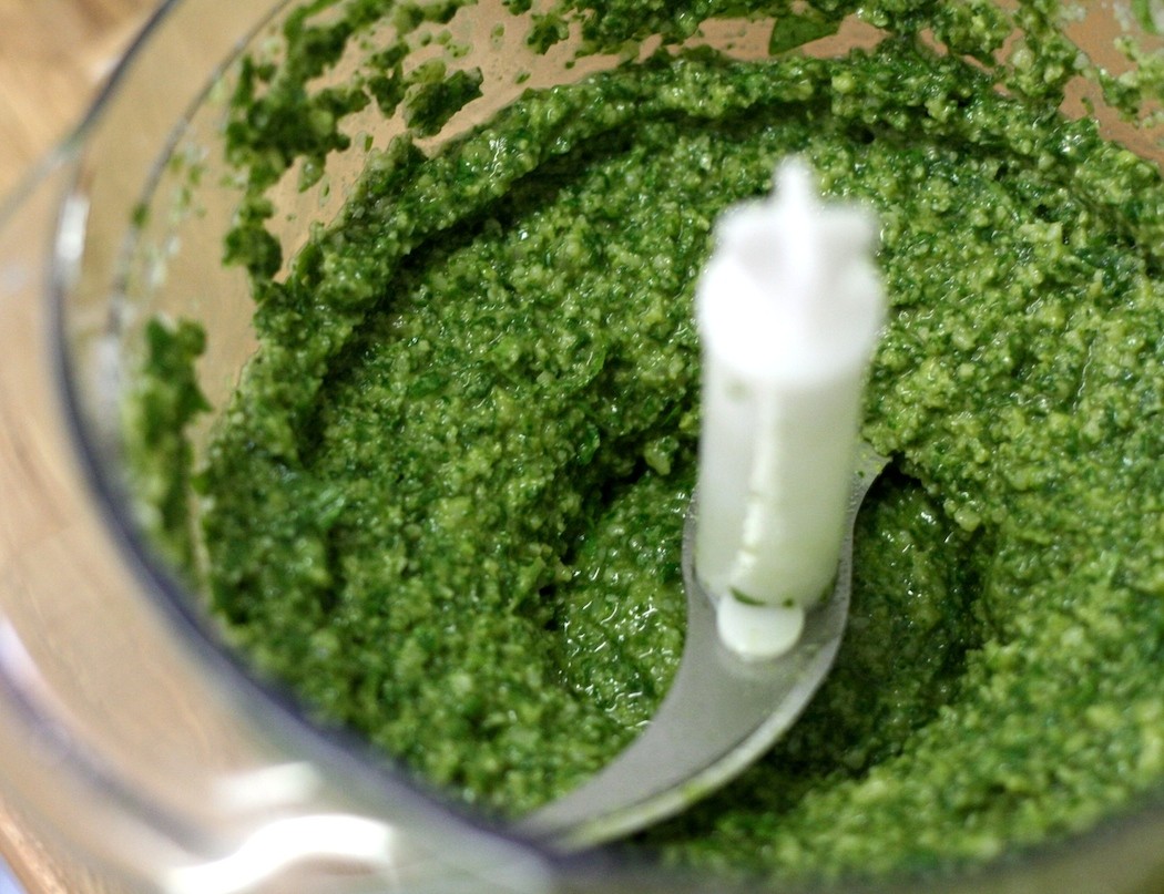 Quickly whip up a batch of pesto - Basil and macadamia nut pesto recipe