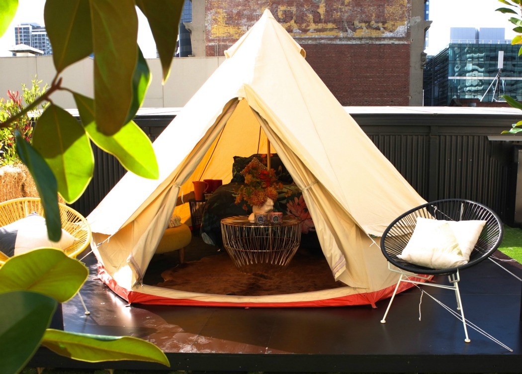 Glamping on Melbourne Central rooftop at St Jerome's Hotel