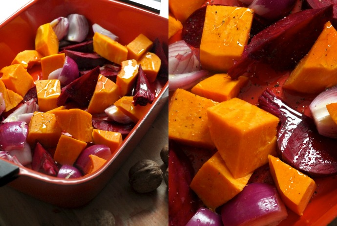 Roasted pumpkin and beetroot