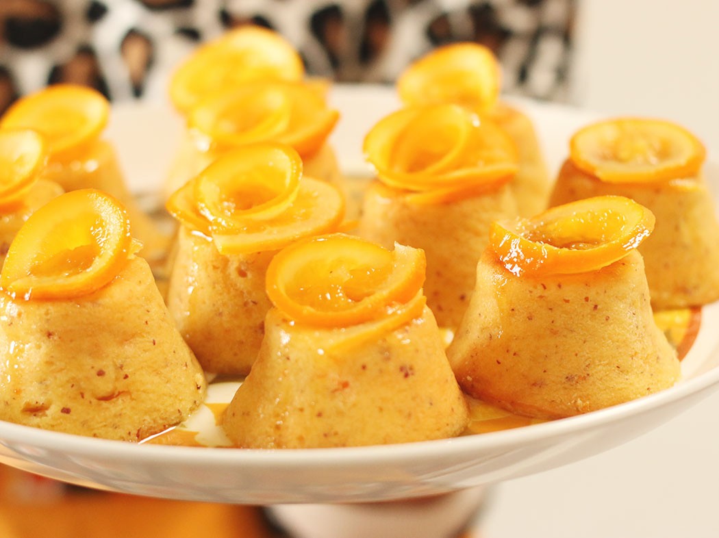 Whole Orange Almond Mini Cakes with Orange Syrup