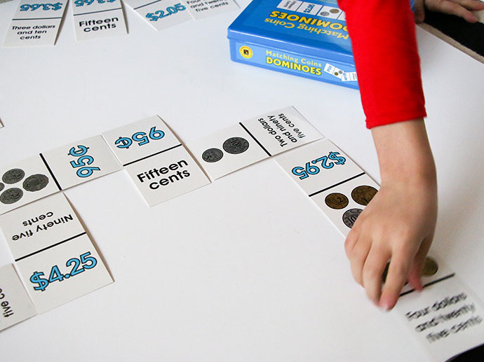 numeracy game, counting money dominos