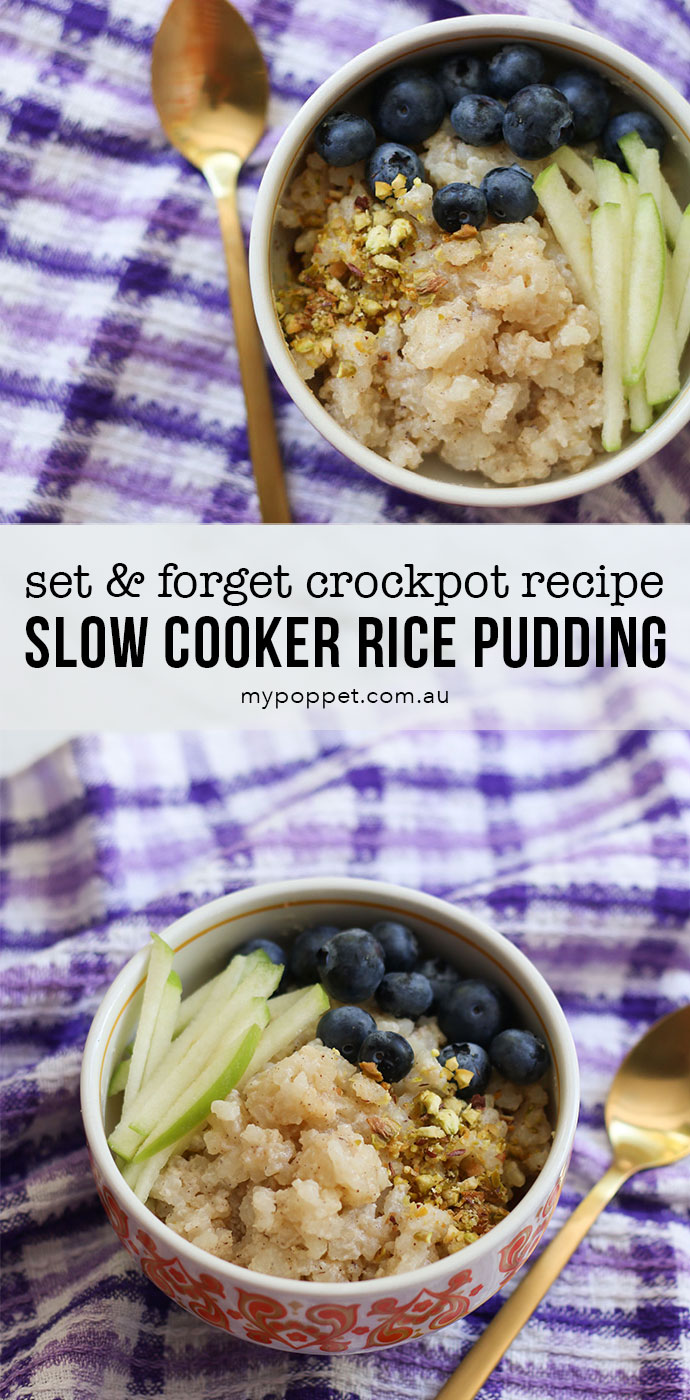 Crockpot Slow Cooker Recipe - Rice Pudding - ideal for breakfast or dessert treat - mypoppet.com.au #recipe #crockpot #slowcooker #glutenfree #breakfast #dessert 