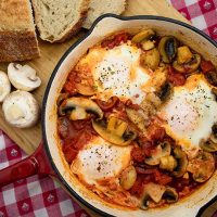 Mushroom Shakshuka Baked Eggs