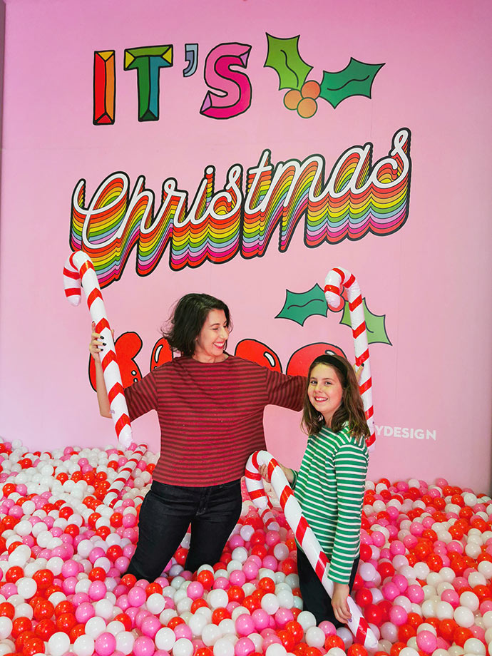 Giant christmas ball pit at christmasland Melbrourne