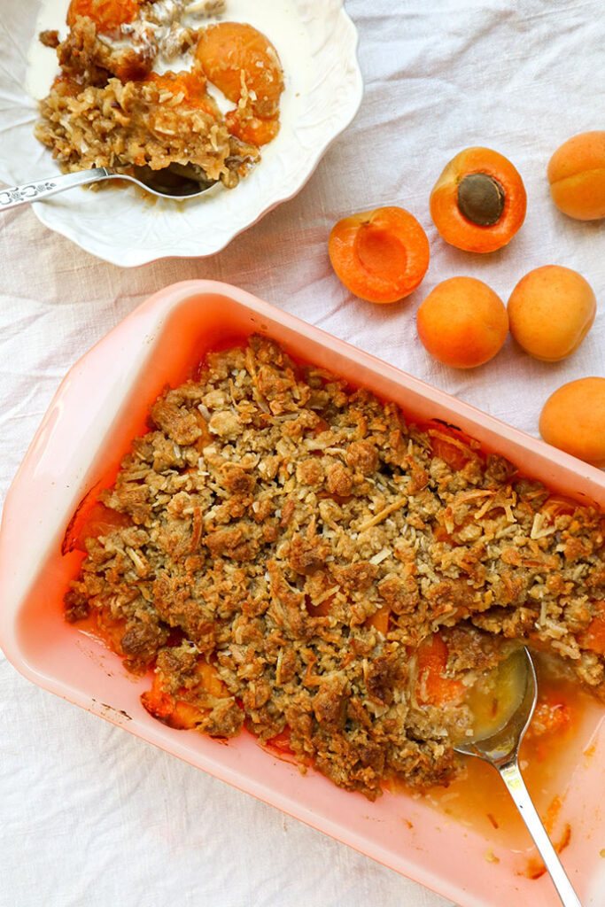 Apricot Crumble with Coconut Crumble Topping My Poppet Living
