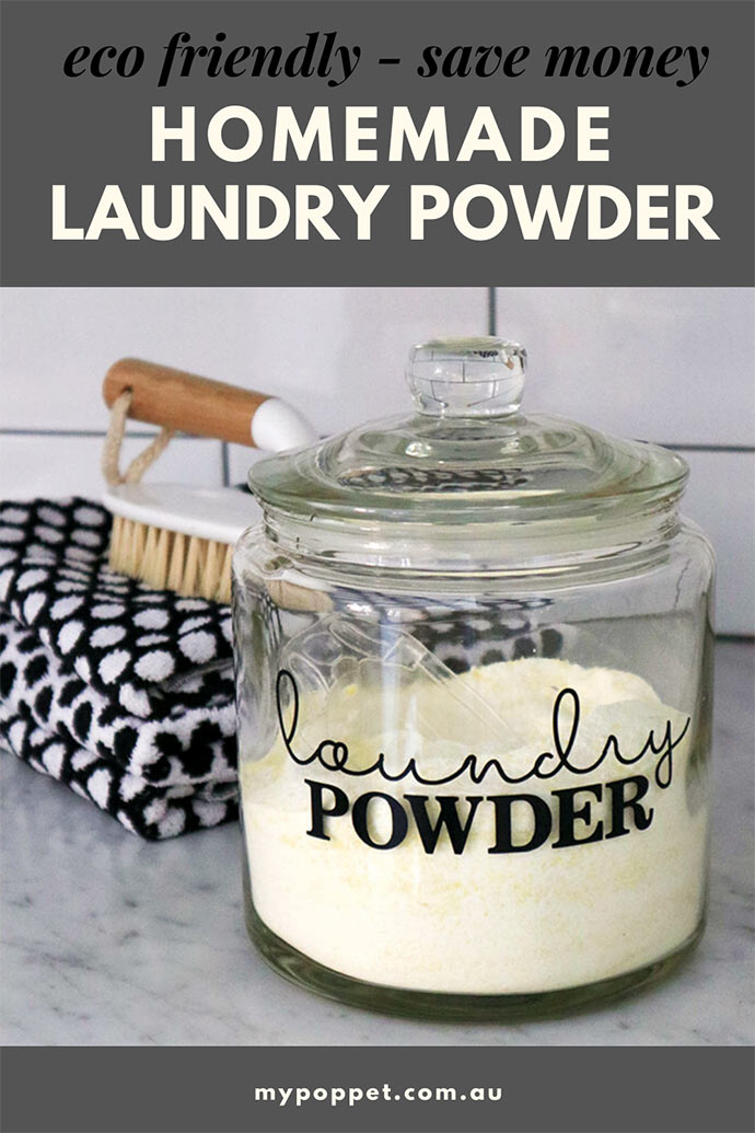 pinterest graphic - homemade washing powder in glass jar