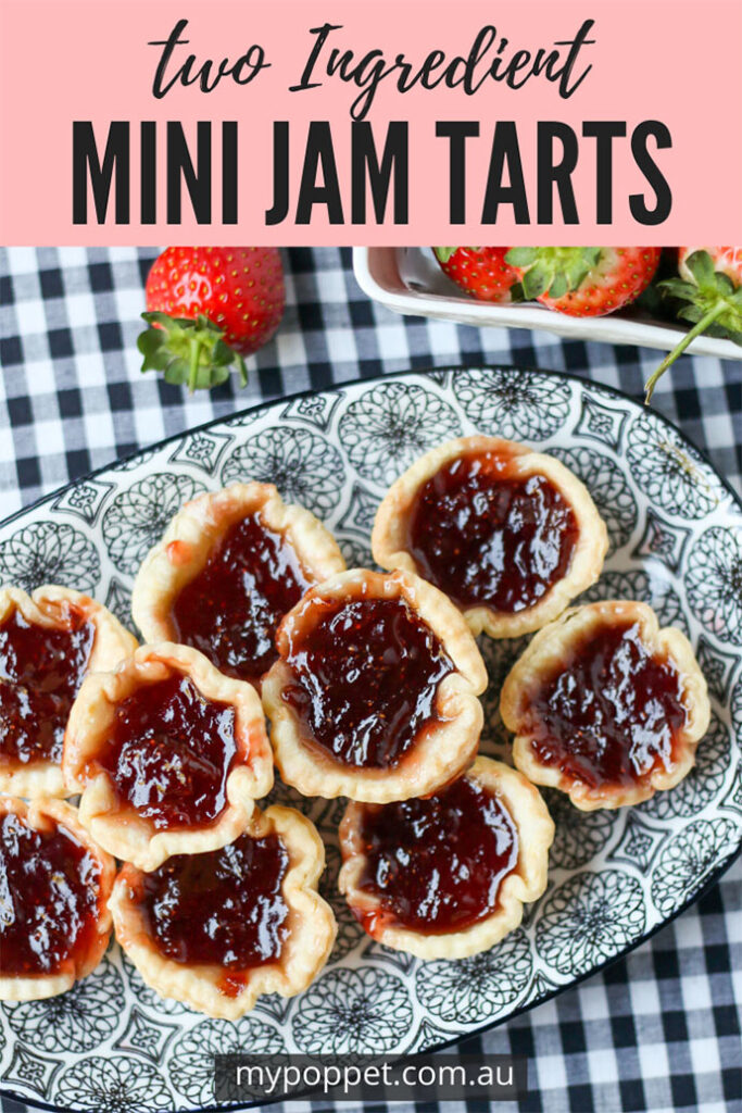 Mini Strawberry Jam Tarts Easy 2 Ingredient Recipe My Poppet Living