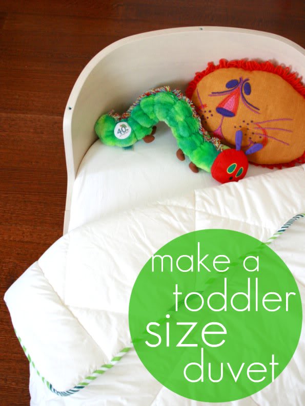 Make a toddler size duvet from a twin single quilt - mypoppet.com.au