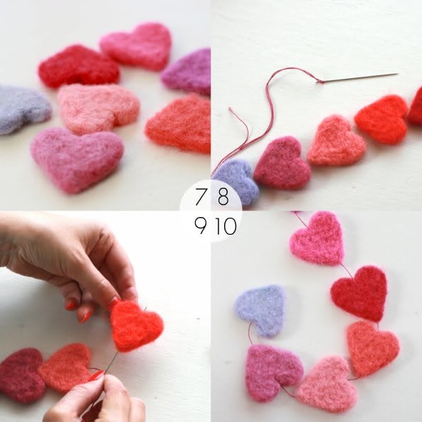 Needle felt Heart Garland - mypoppet.com.au