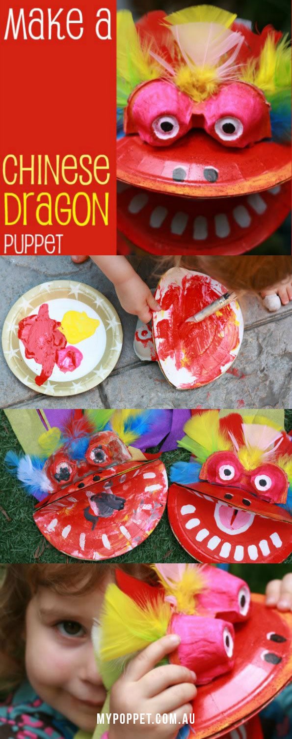 Chinese New Year Dragon Puppet Kids Craft - Mypoppet.com.au