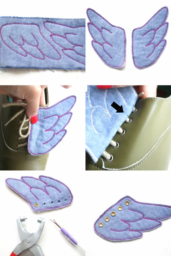 How to sew fabric wings for shoes