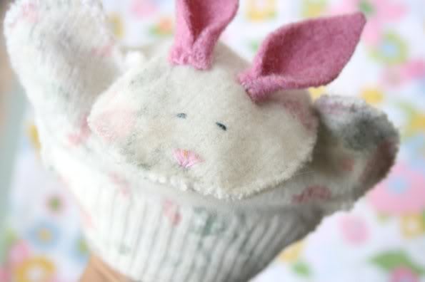 Upcycled sweater bunny puppet - mypoppet.com.au