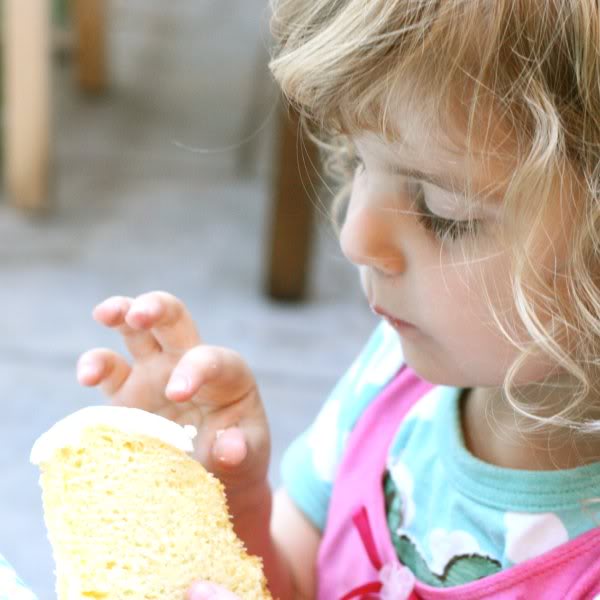 girl eating cake