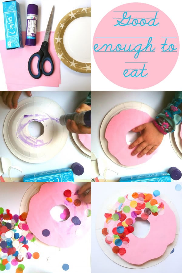 how to make a donut garland from paper plates - mypoppet.com.au