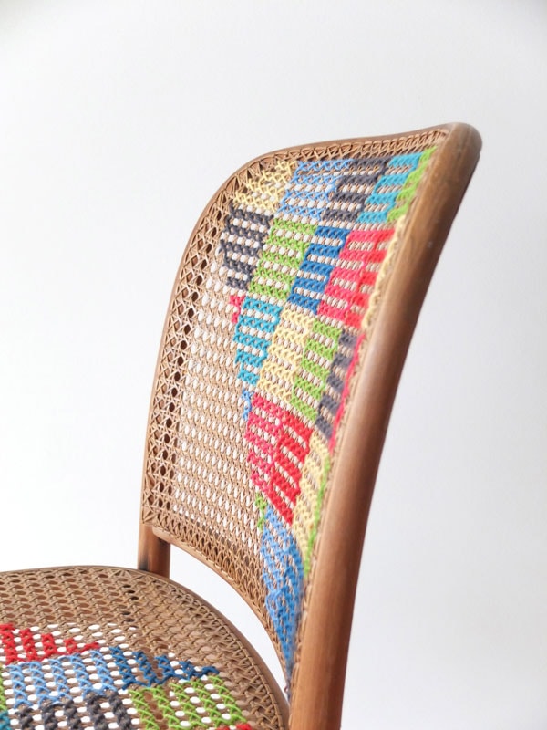 How To Transform a Cane Weave Chair with Cross Stitch