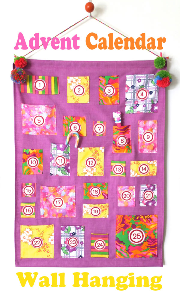 Bright purple retro advent calendar neon Christmas modern