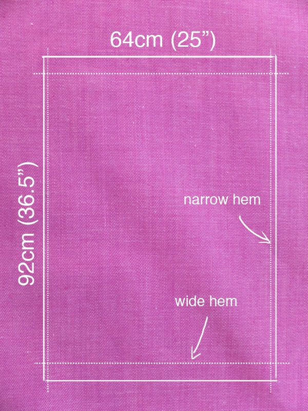 Purple denim fabric with advent calendar measurements