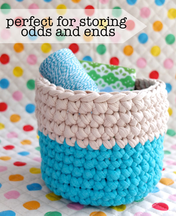 Crochet blue basket storage