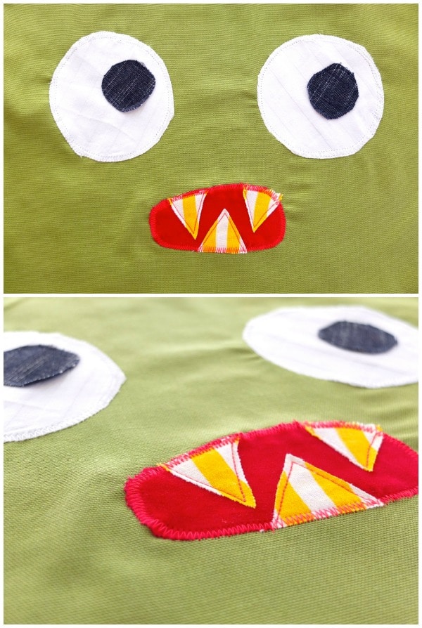 Monster face applique template