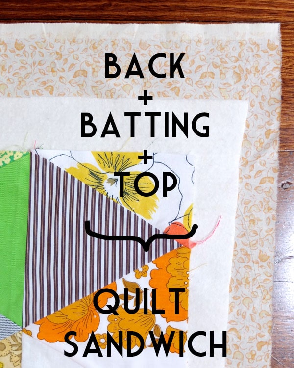 sandwich the quilt batting between top and back