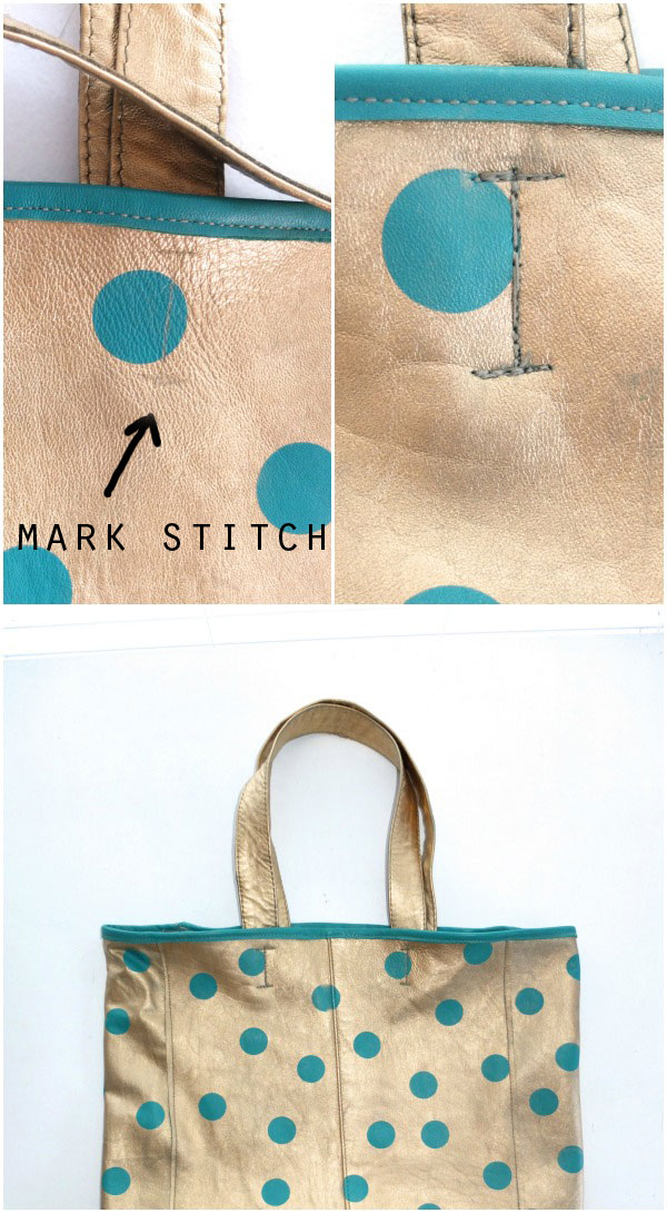 Upcycle Style: Spotty Gold Leather Tote Bag | My Poppet Makes