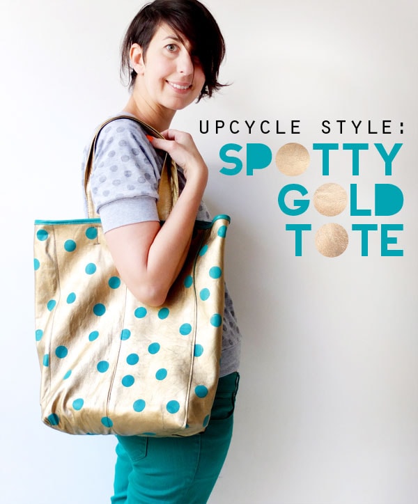 Upcycle style: Gold leather tote bag mypoppet.com.au