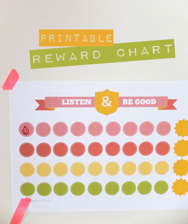 printable reward chart Listen & Be Good mypoppet.com.au