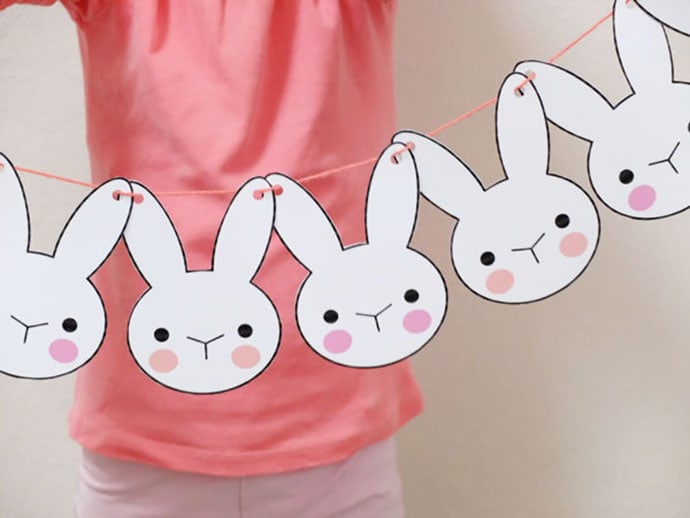 string of easter bunny face garland