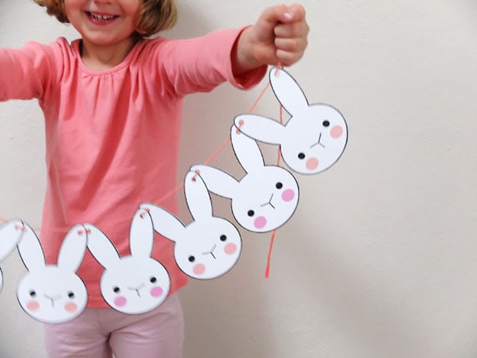 girl holding bunny bunting - easter craft idea