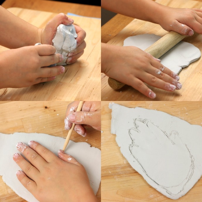 Kids craft: Air Dry clay Mid Century Style ceramic hand dish