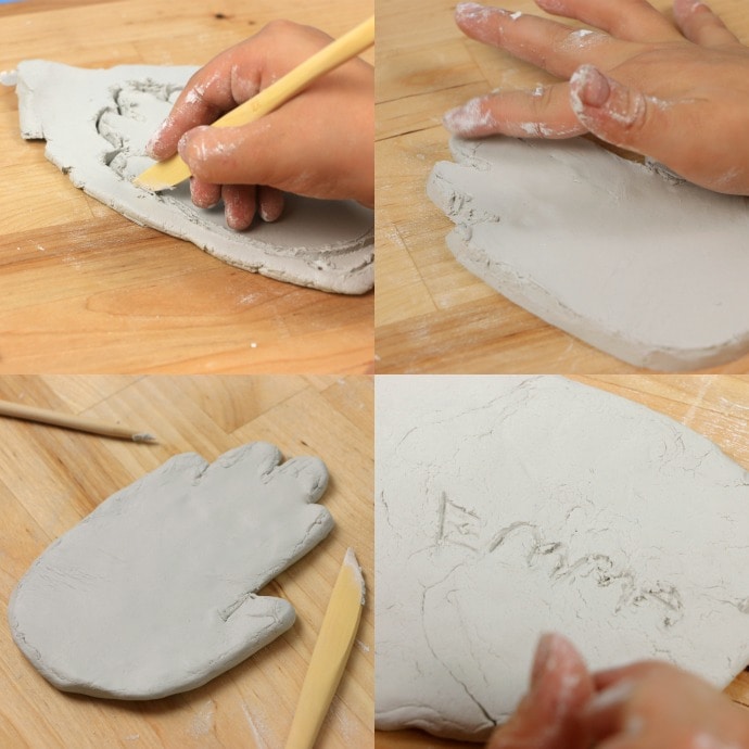 Kids craft: Air Dry clay Mid Century Style ceramic hand dish