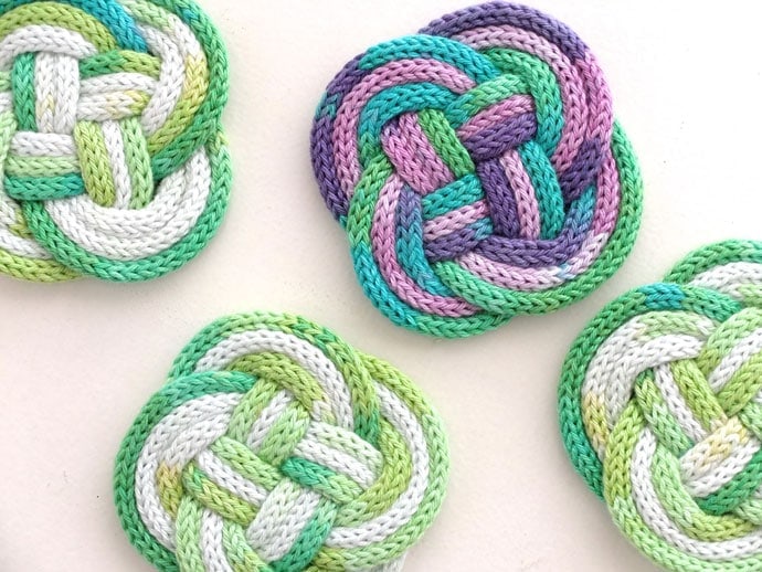 French Knitted Knotted Coasters My Poppet Makes