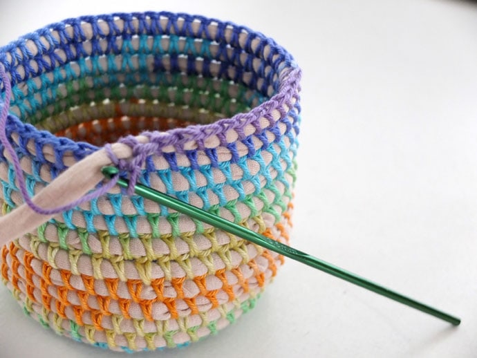 Coil + Crochet Rainbow Basket DIY on MyPoppet.com.au/Makes