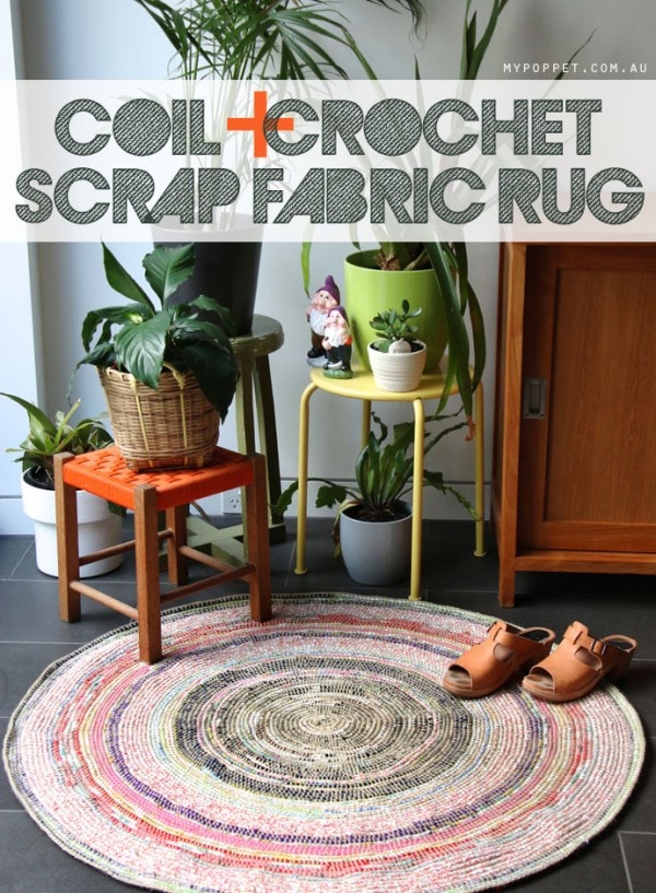 Coil + Crochet Scrap Fabric Rug DIY My Poppet Makes