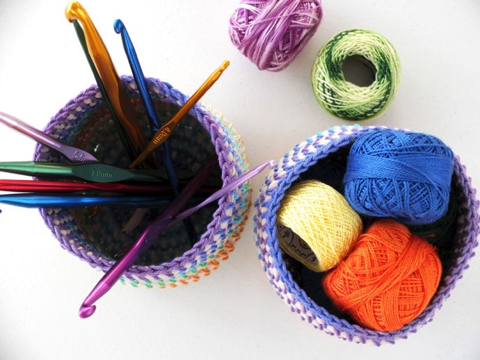 Coil + Crochet Rainbow Basket DIY on MyPoppet.com.au/Makes