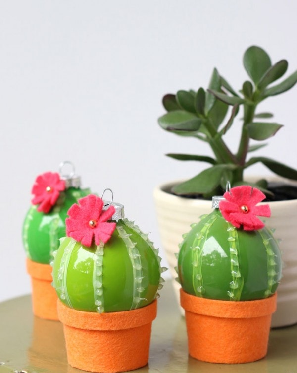 DIY Cactus Christmas Bauble Ornaments My Poppet Makes
