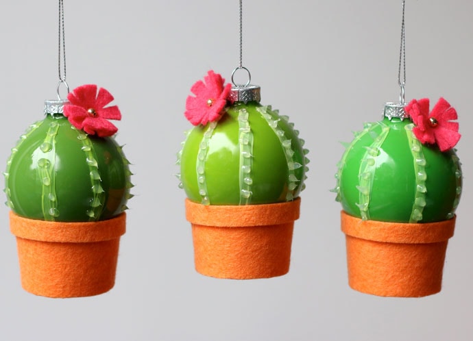 Mini glass cactus christmas ornaments DIY  craft instructions