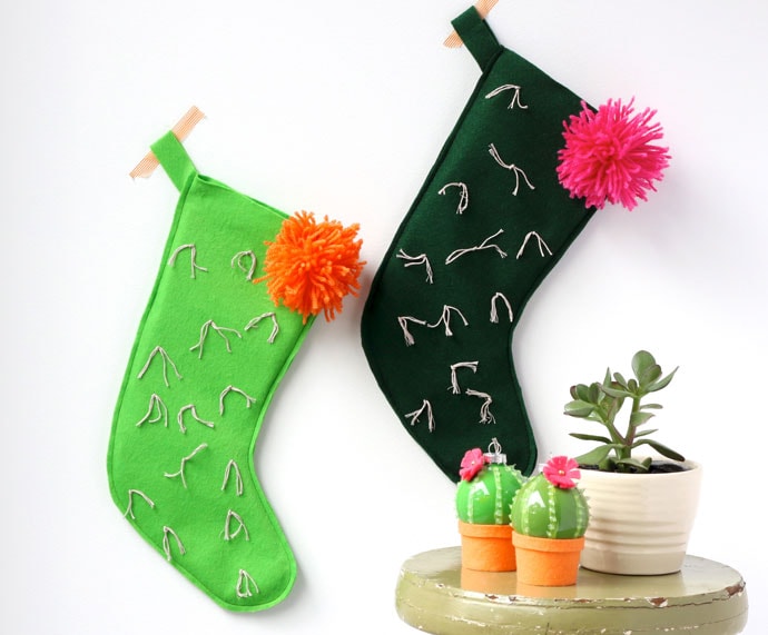 DIY cactus christmas stocking