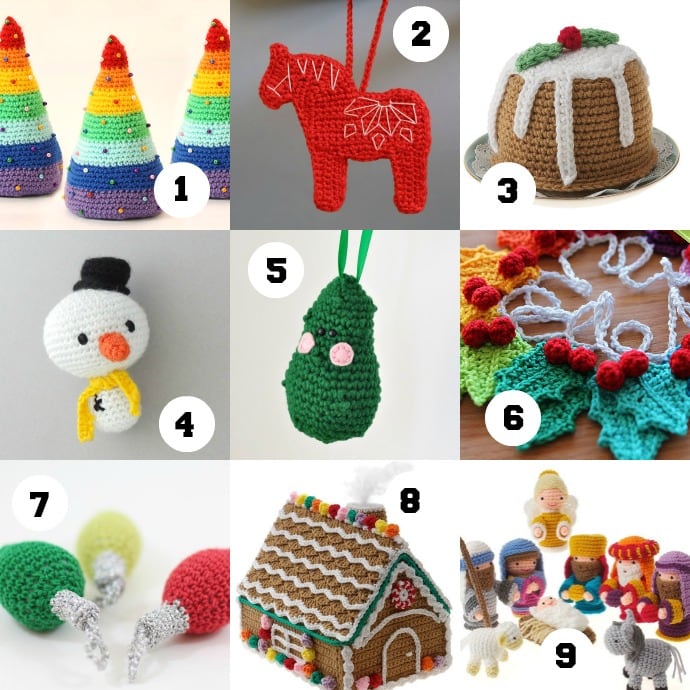 Etsy PDF crochet pattern roundup - christmas ornaments