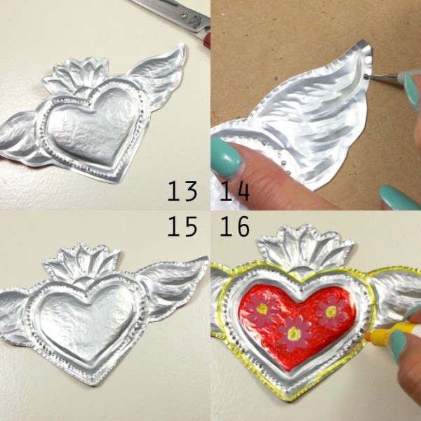 Recycled Craft Mexican Tin Heart Folk Art My Poppet Makes