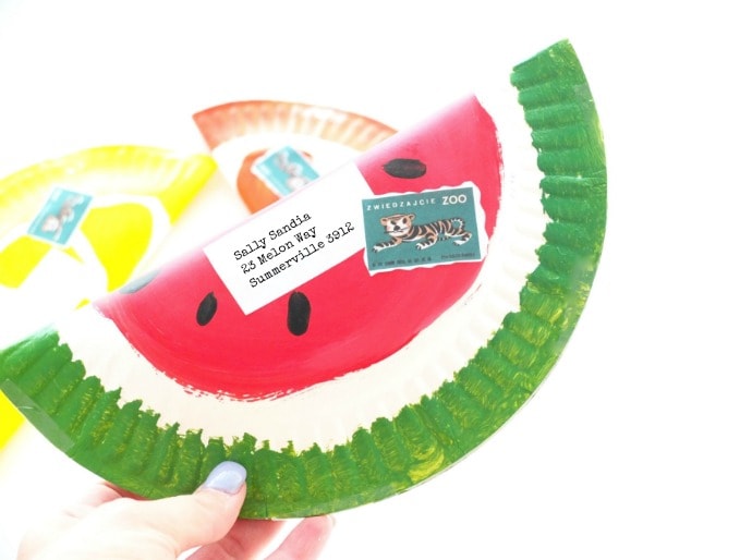 watermelon envelope DIY from a paper plate