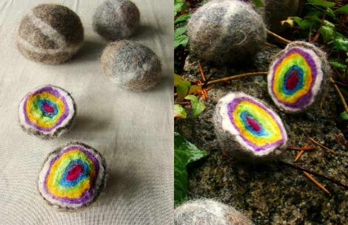 wet felted geodes