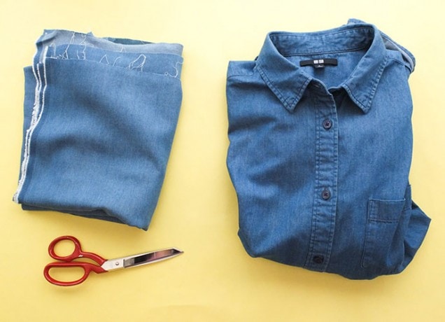 Denim Shirt Refashion - How to add a Ruffle | My Poppet Makes