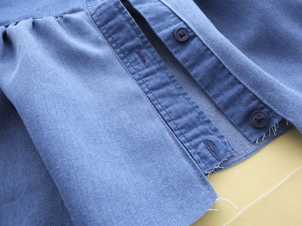 Denim Shirt Refashion - How to add a Ruffle | My Poppet Makes