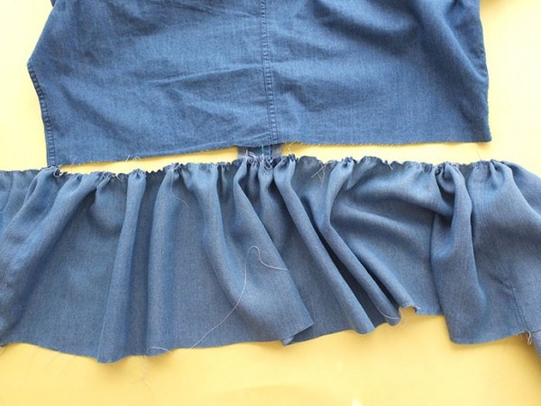 Denim Shirt Refashion - How to add a Ruffle | My Poppet Makes