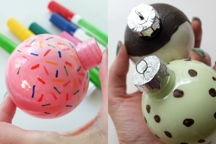 decorating christmas baubles