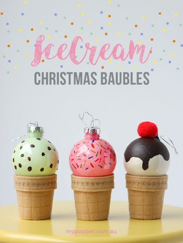 DIY Ice Cream Cone Christmas Bauble Ornaments My Poppet Makes
