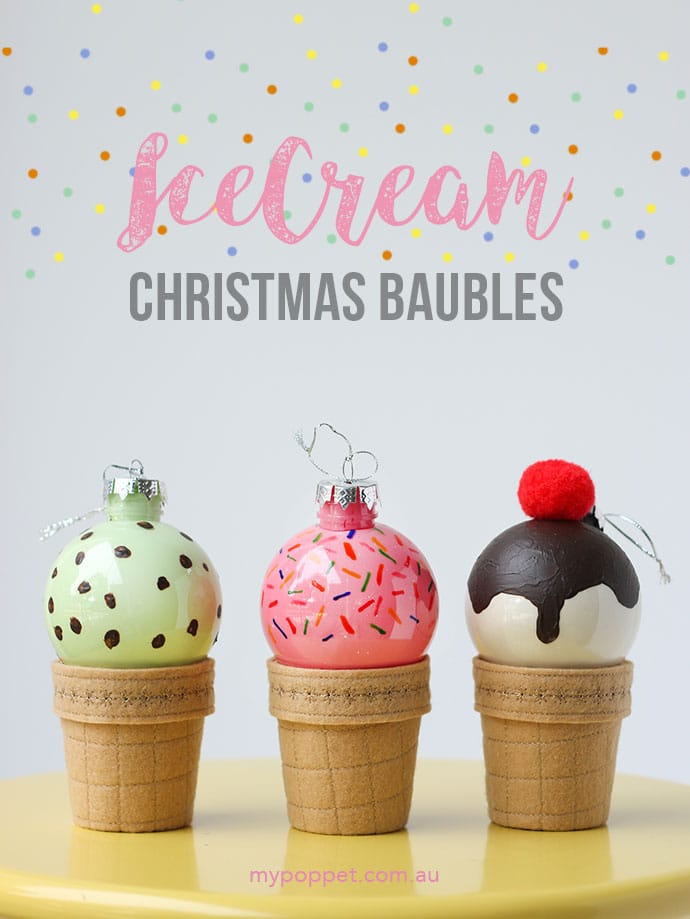 DIY: Ice Cream Cone Christmas Bauble Ornaments | My Poppet Makes