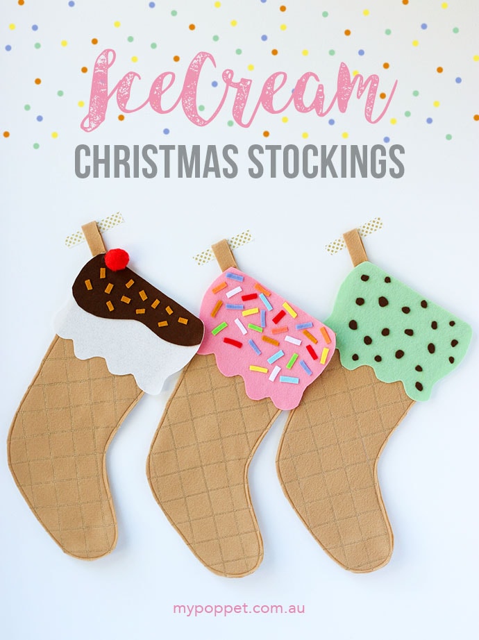 DIY Ice Cream Cone Christmas Stocking mypoppet.com.au