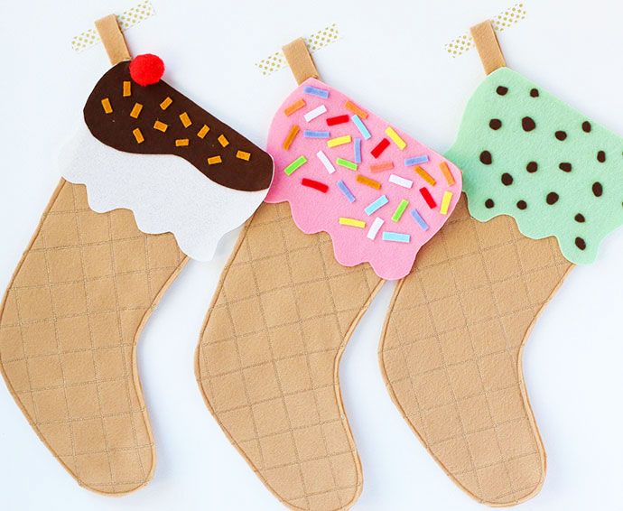 DIY Ice Cream Cone Christmas Stocking mypoppet.com.au